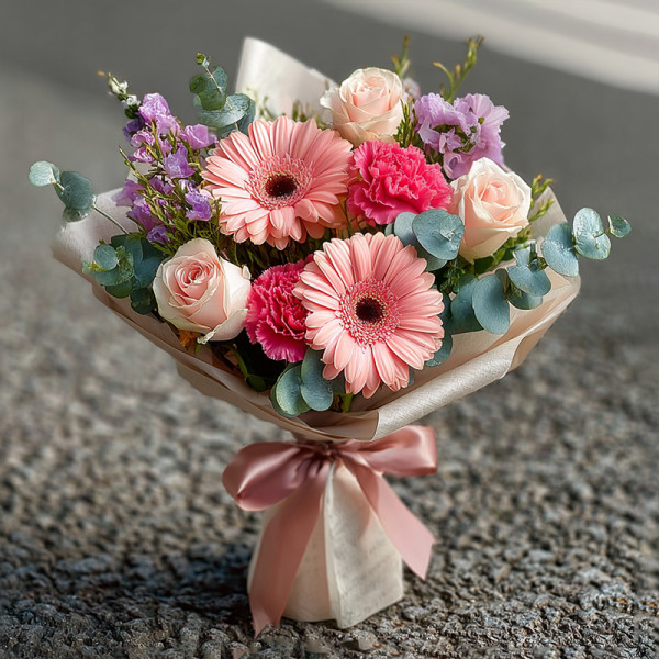 Spring Whispers — Pink Gerbera and Blush Harmony